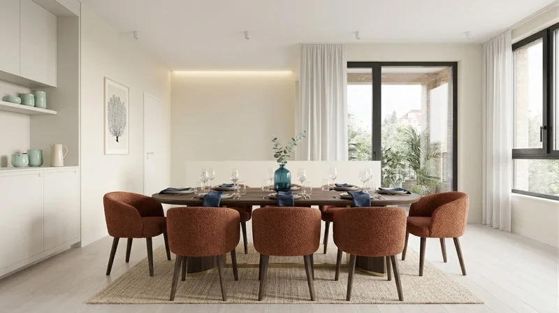 AI dining room with rust chairs