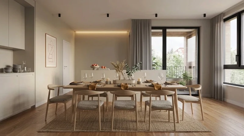 AI dining room with oak table
